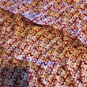 Coach Red and White Patterned Silk Scarf